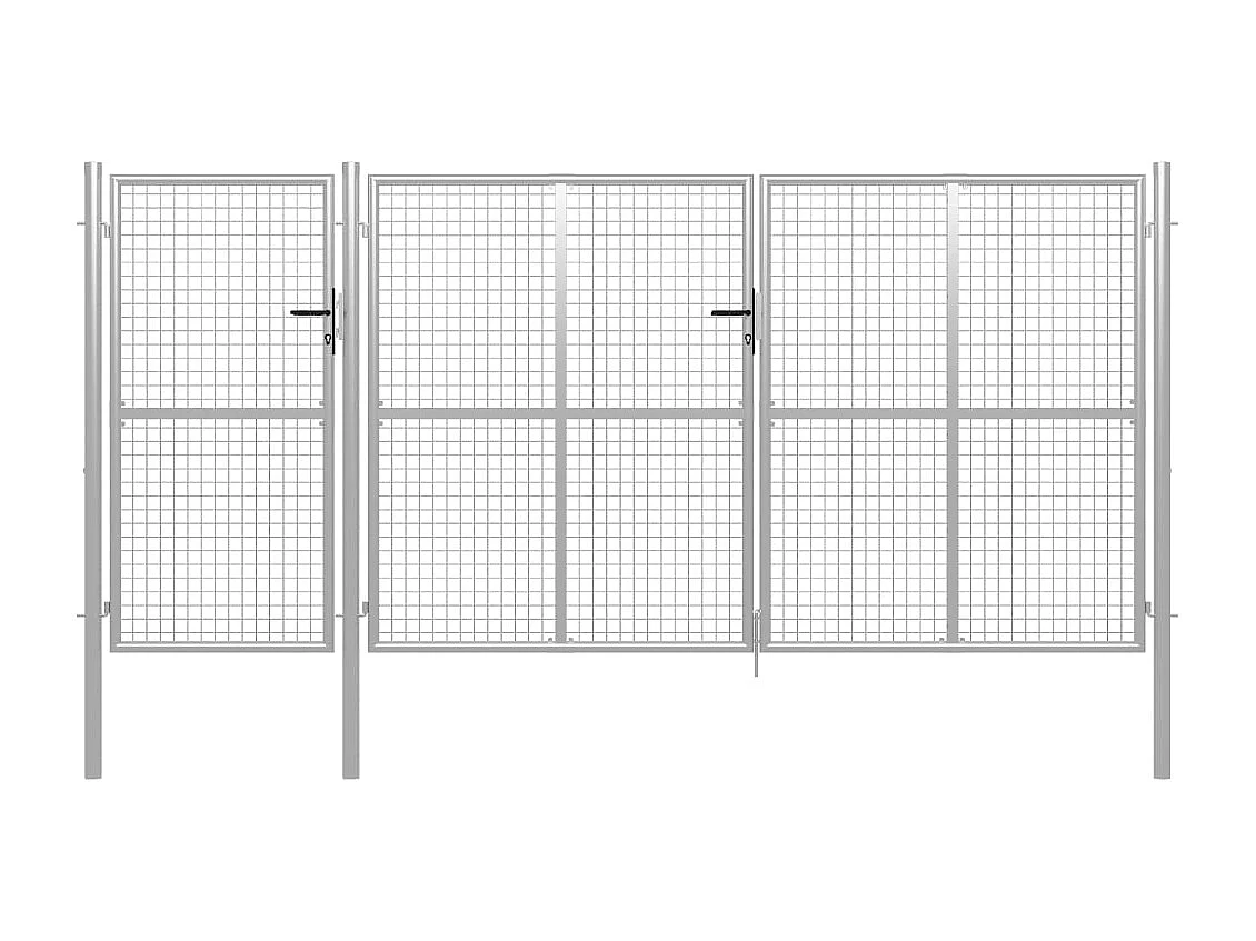 Portail de jardin Acier 400x150 Argenté