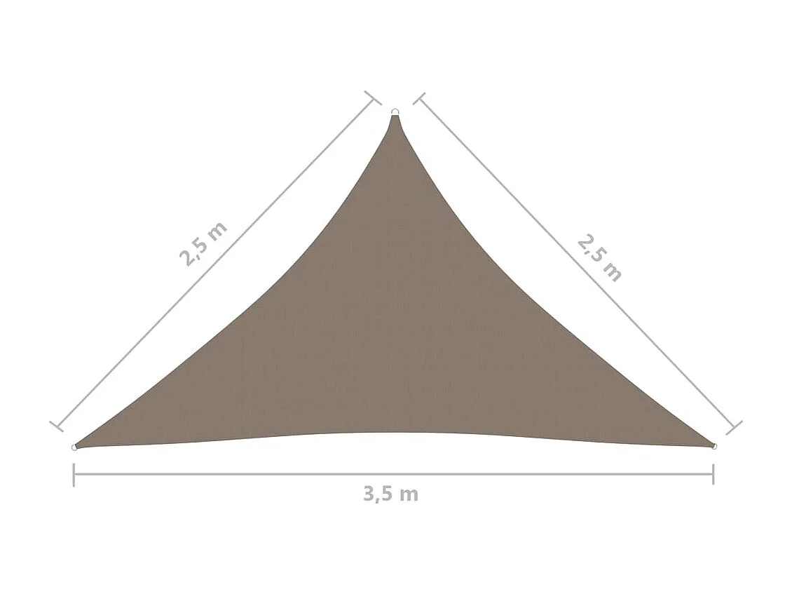 Voile de parasol Tissu Oxford triangulaire 2,5x2,5x3,5 m Taupe