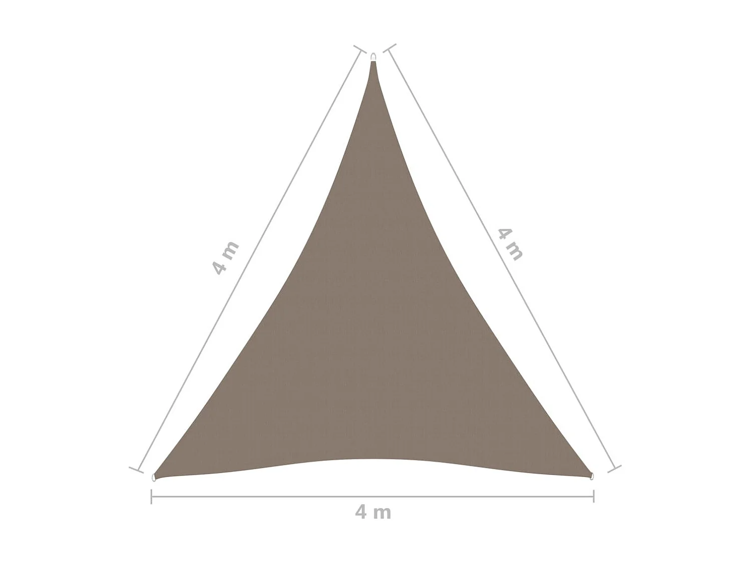 Voile de parasol Tissu Oxford triangulaire 4x4x4 m Taupe