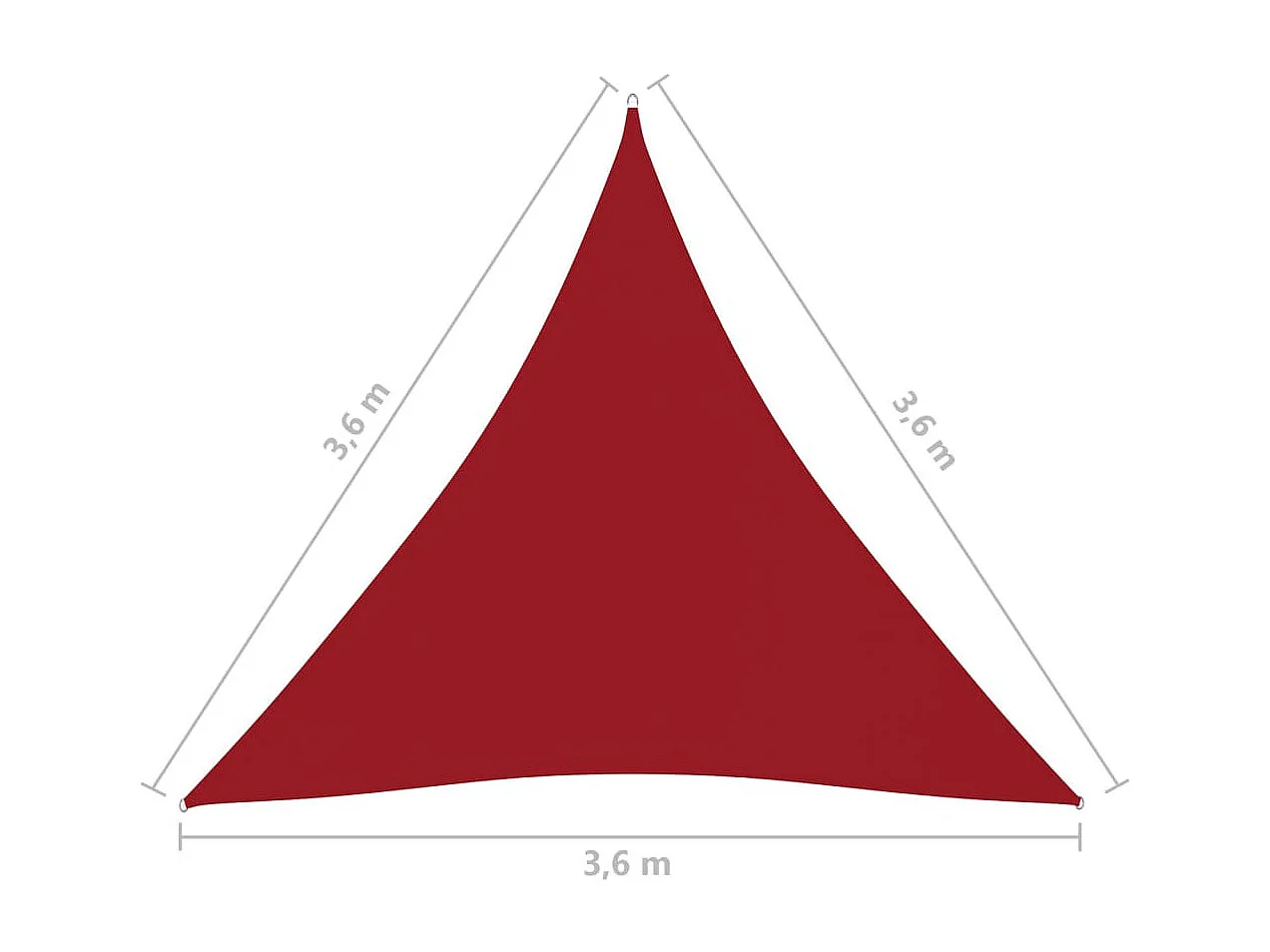 Voile de parasol Tissu Oxford triangulaire 3,6x3,6x3,6 m Rouge