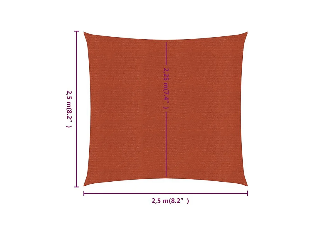 Voile d'ombrage 160 g-m² carré terre cuite 2,5x2,5 m PEHD