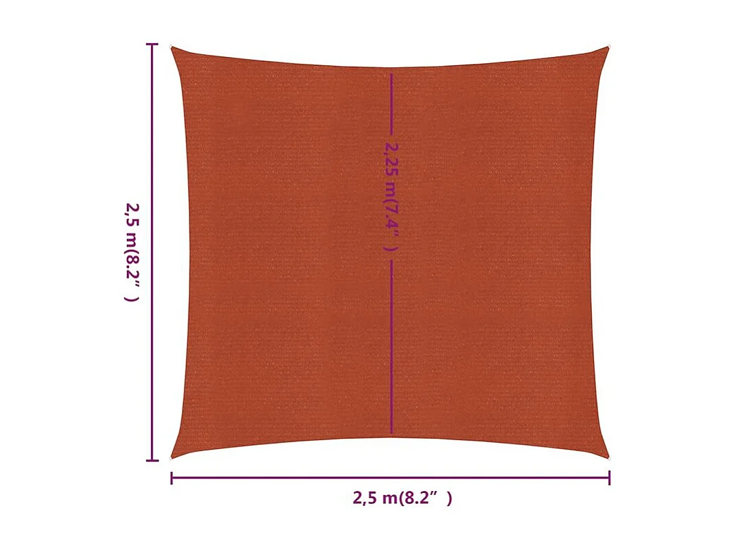 Voile d'ombrage 160 g-m² carré terre cuite 2,5x2,5 m PEHD