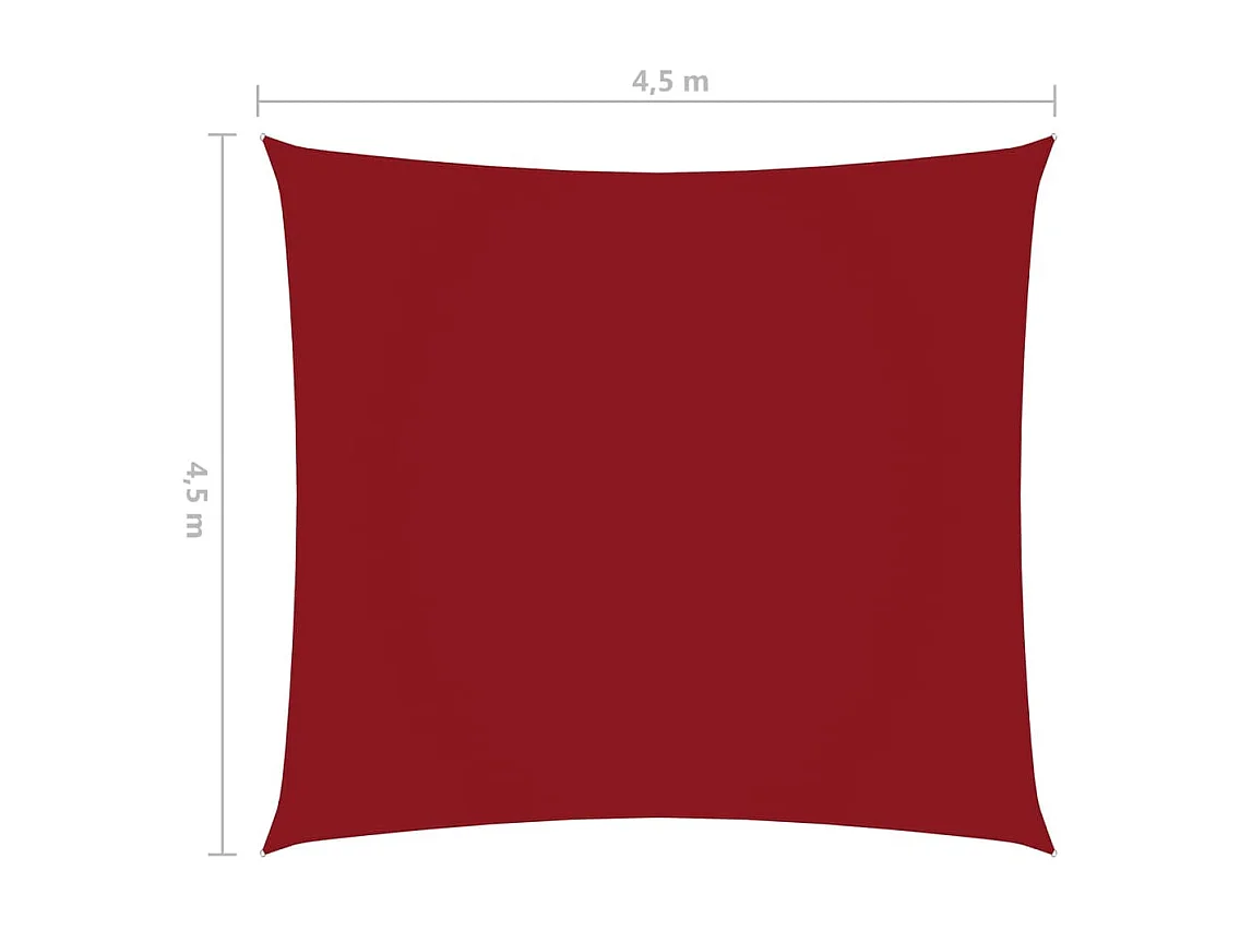 Voile de parasol Tissu Oxford carré 4,5x4,5 m Rouge