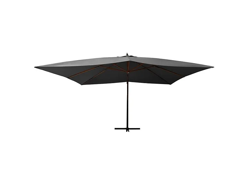 Parasol en porte-à-faux avec mât en bois 400x300 Anthracite