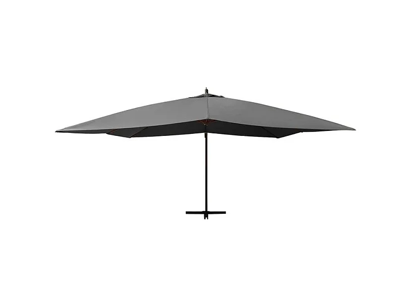 Parasol en porte-à-faux avec mât en bois 400x300 Anthracite