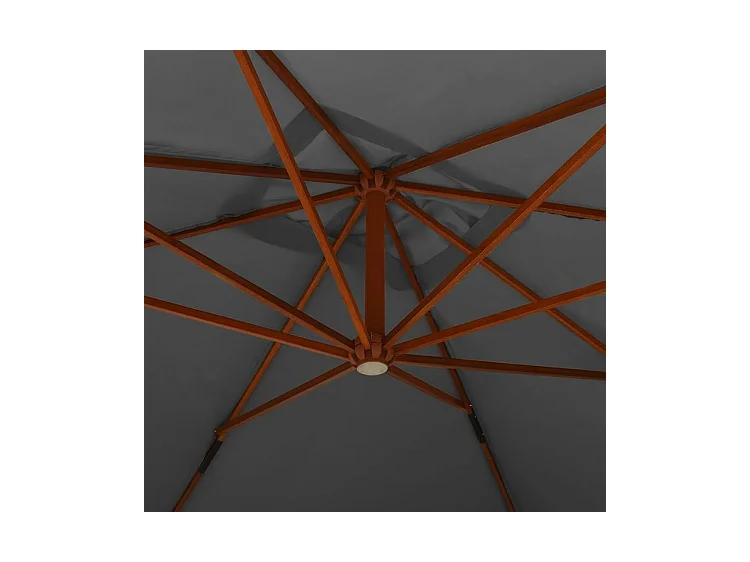 Parasol en porte-à-faux avec mât en bois 400x300 Anthracite