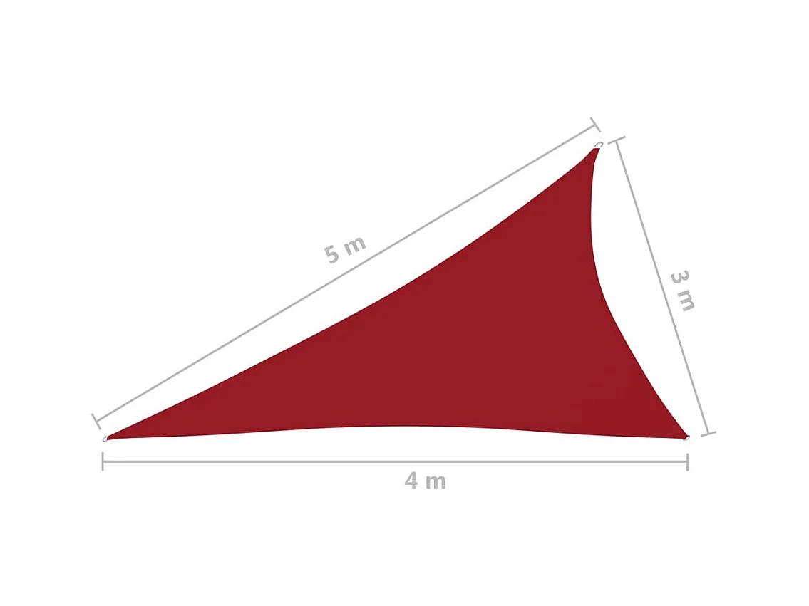 Voile de parasol Tissu Oxford triangulaire 3x4x5 m Rouge