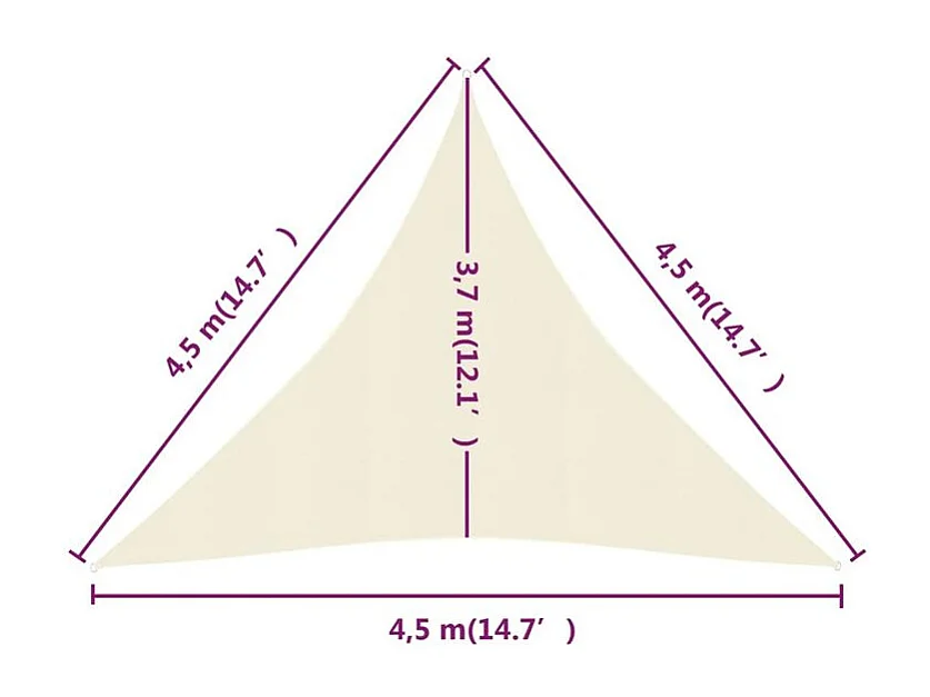 Voile d'ombrage 160 g-m² Crème 4,5x4,5x4,5 m PEHD