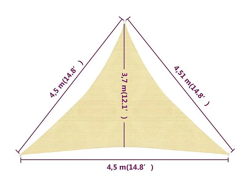 Voile d'ombrage 160 g-m² Marron 4,5x4,5x4,5 m PEHD