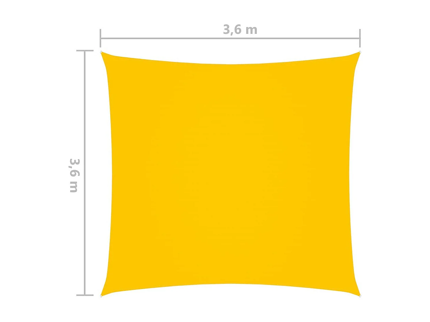 Voile de parasol Tissu Oxford carré 3,6x3,6 m Jaune
