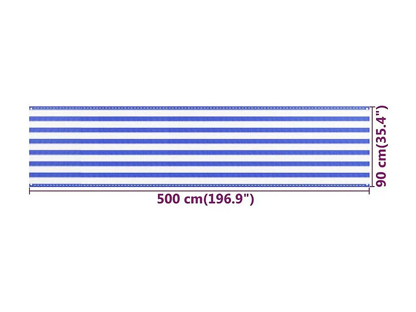 Écran de balcon Bleu et blanc 90x500 PEHD