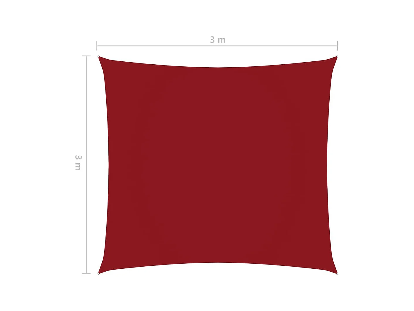 Voile de parasol Tissu Oxford carré 3x3 m Rouge