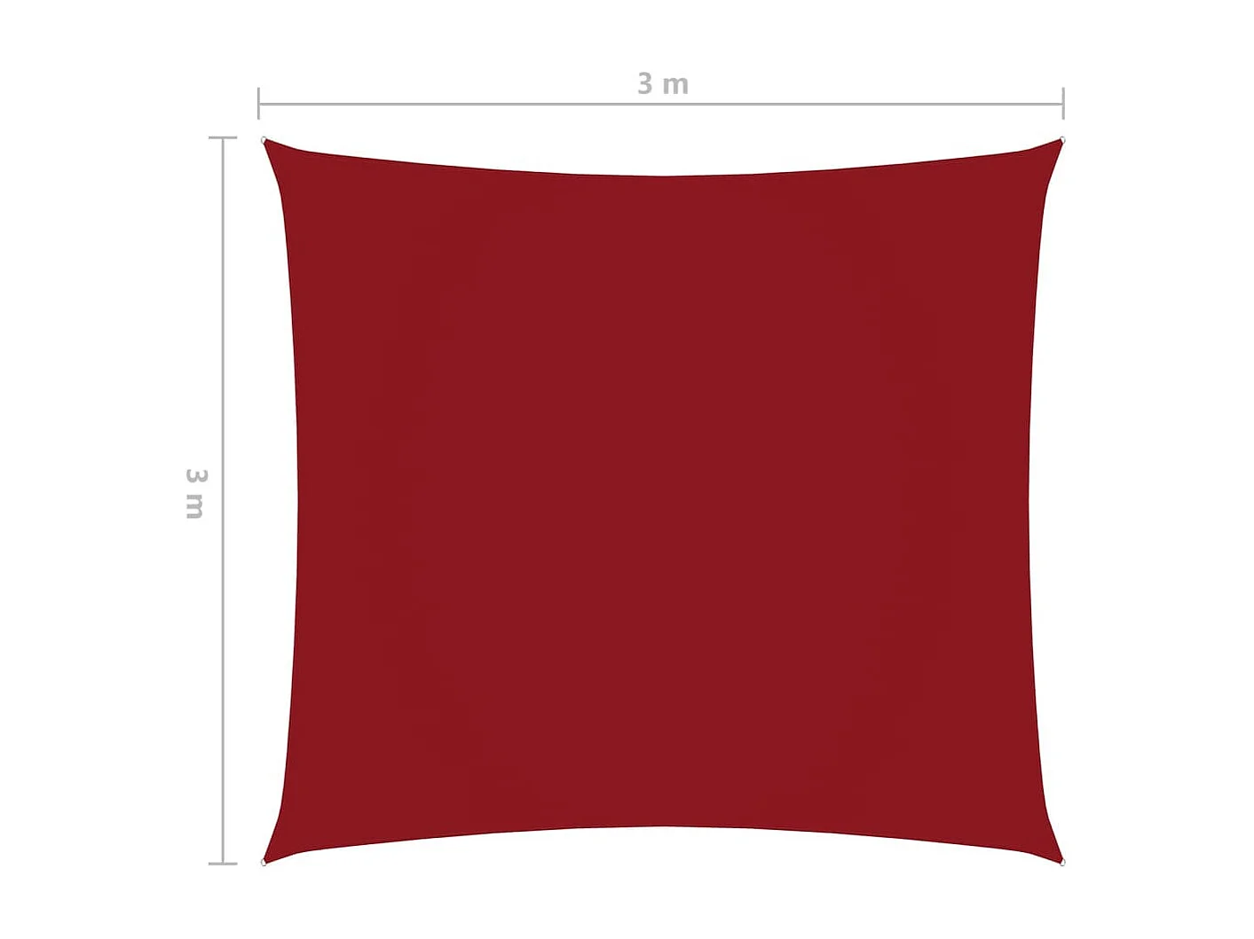 Voile de parasol Tissu Oxford carré 3x3 m Rouge