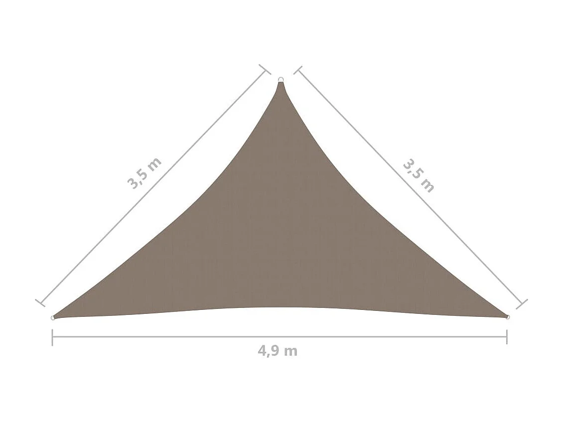 Voile de parasol Tissu Oxford triangulaire 3,5x3,5x4,9 m Taupe