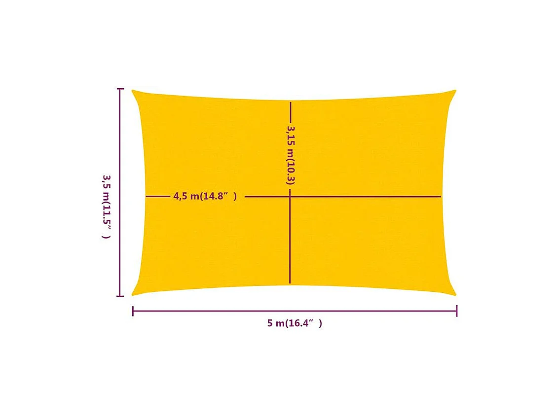 Voile d'ombrage 160 g-m² rectangulaire jaune 3,5x5 m PEHD