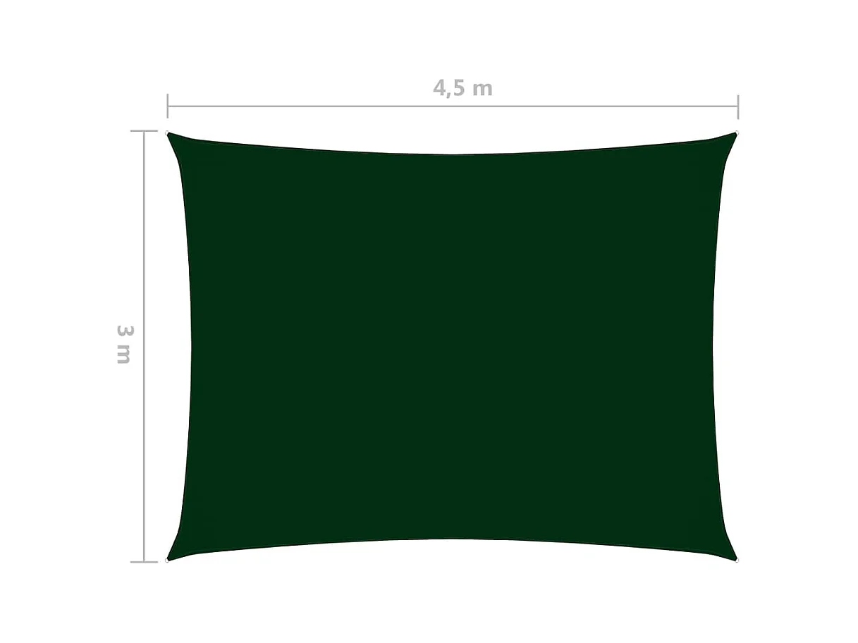 Voile de parasol Tissu Oxford rectangulaire 3x4,5 m Vert foncé