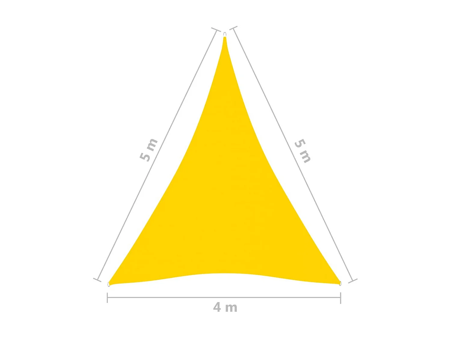 Voile de parasol Tissu Oxford triangulaire 4x5x5 m Jaune