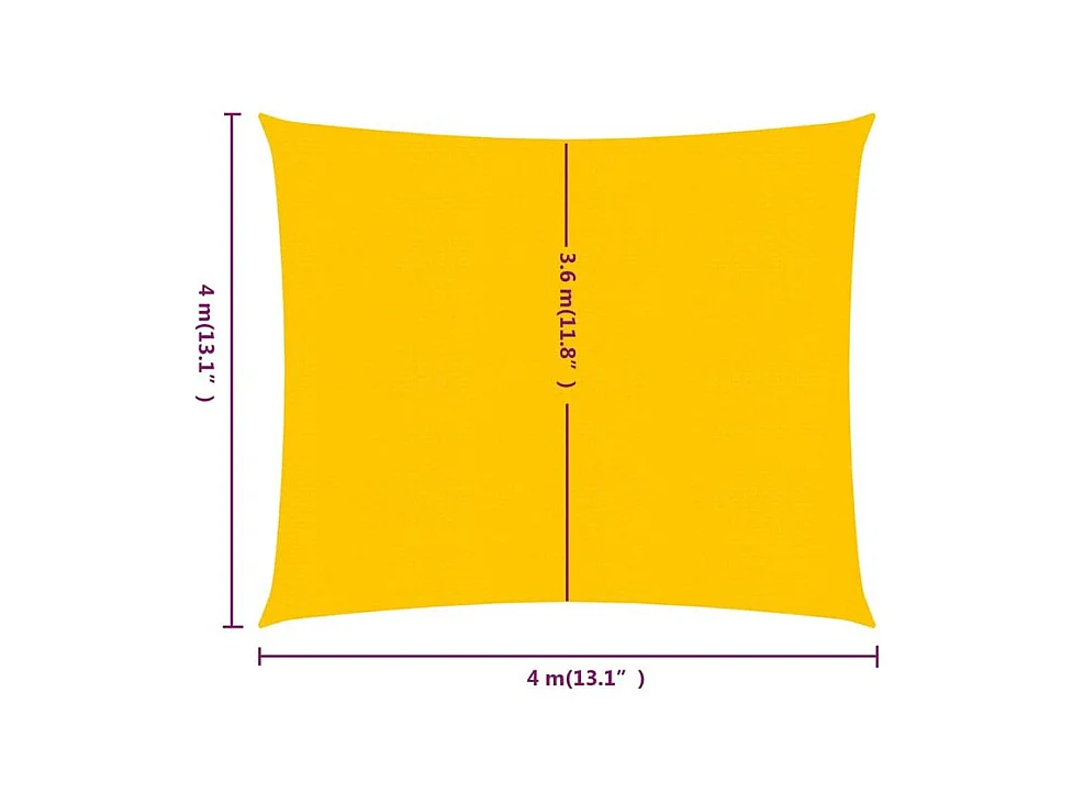 Voile d'ombrage 160 g-m² carré jaune 4x4 m PEHD