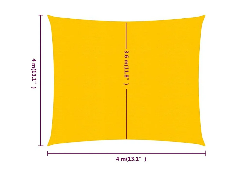 Voile d'ombrage 160 g-m² carré jaune 4x4 m PEHD