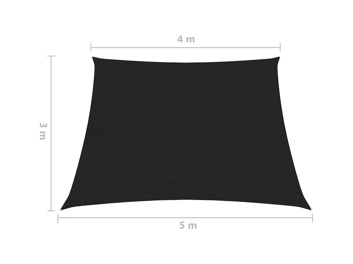 Voile d'ombrage 160 g-m² Noir 4-5x3 m PEHD
