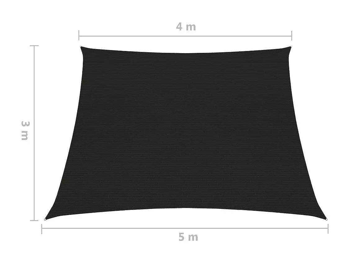 Voile d'ombrage 160 g-m² Noir 4-5x3 m PEHD