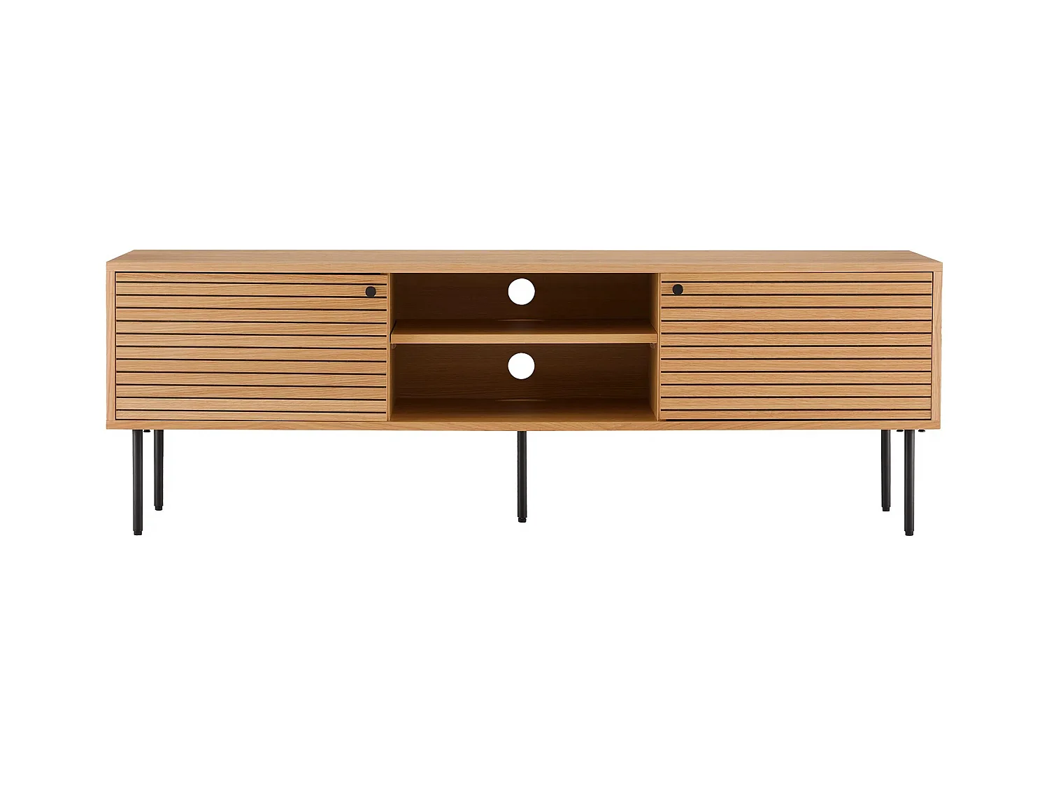 Meuble TV 2 portes KYOTO – Chêne & métal noir-Beige