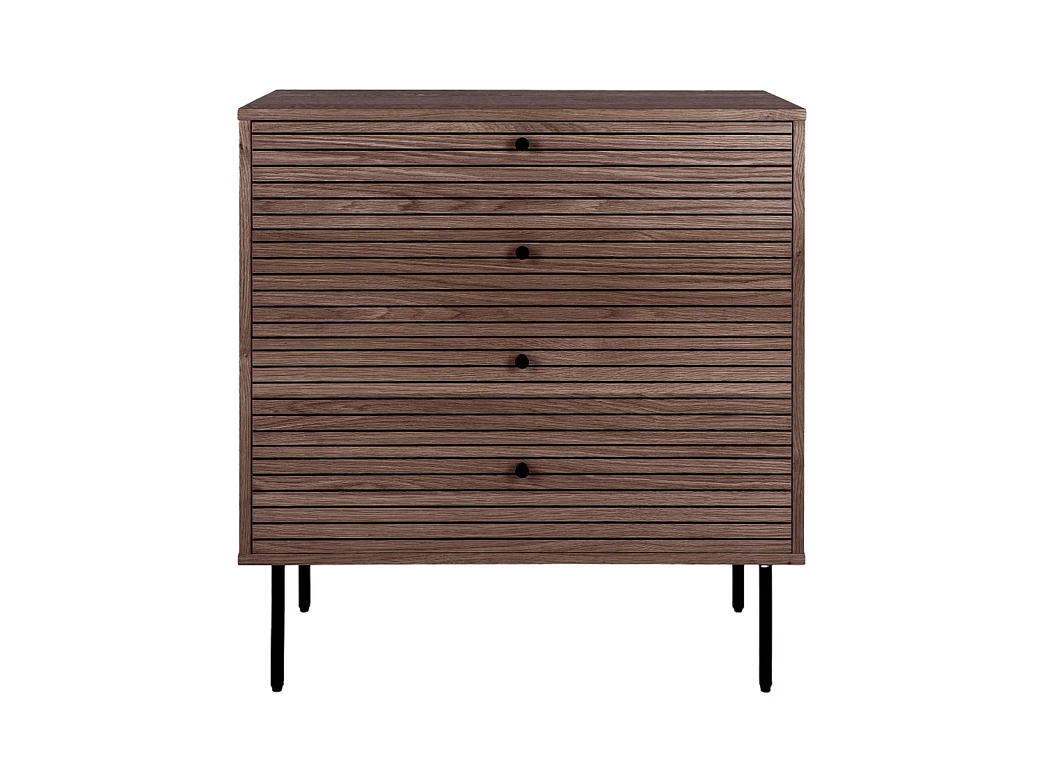 Commode 4 tiroirs KYOTO – Chêne & métal noir-Marron