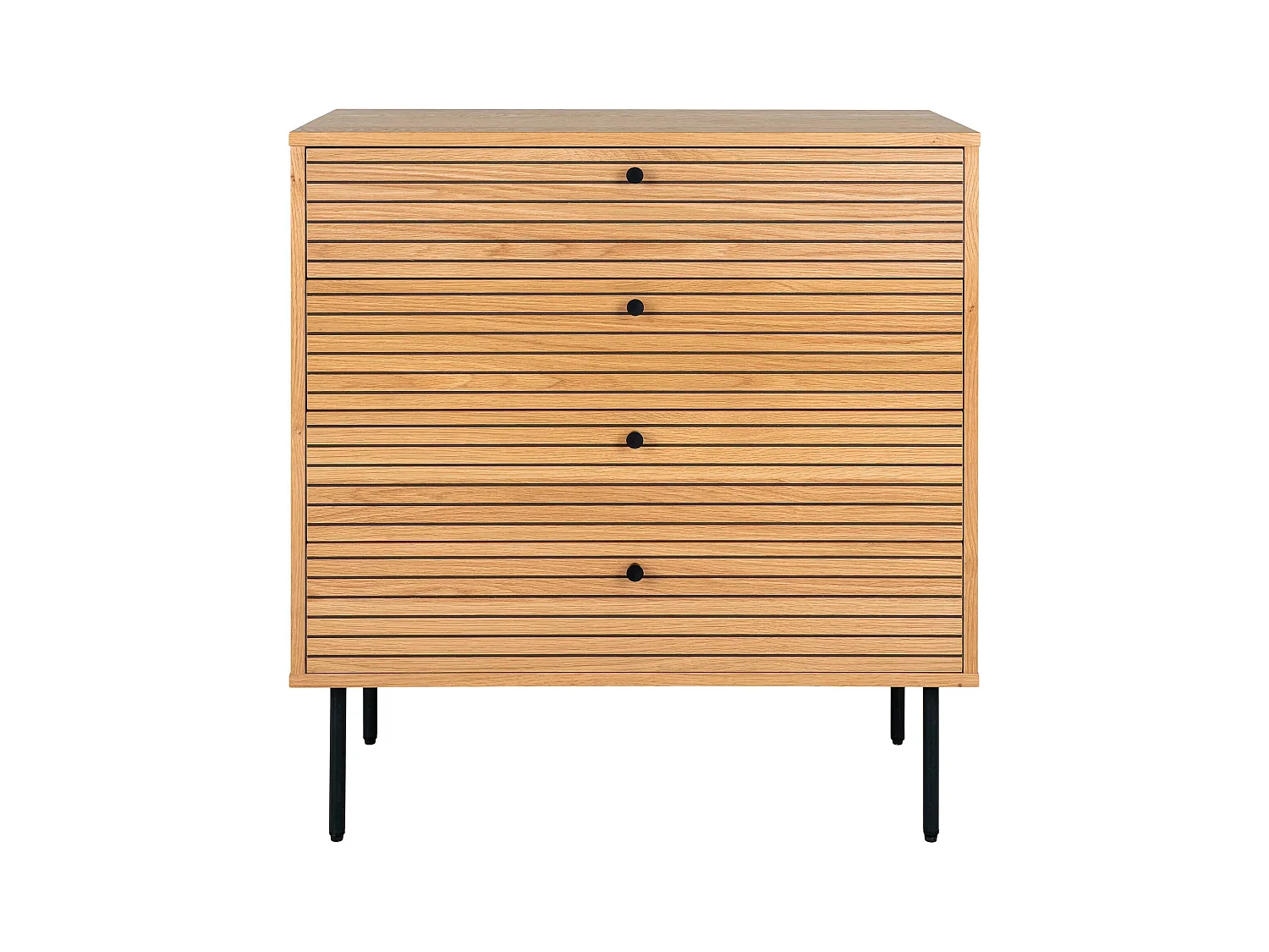 Commode 4 tiroirs KYOTO – Chêne & métal noir-Marron