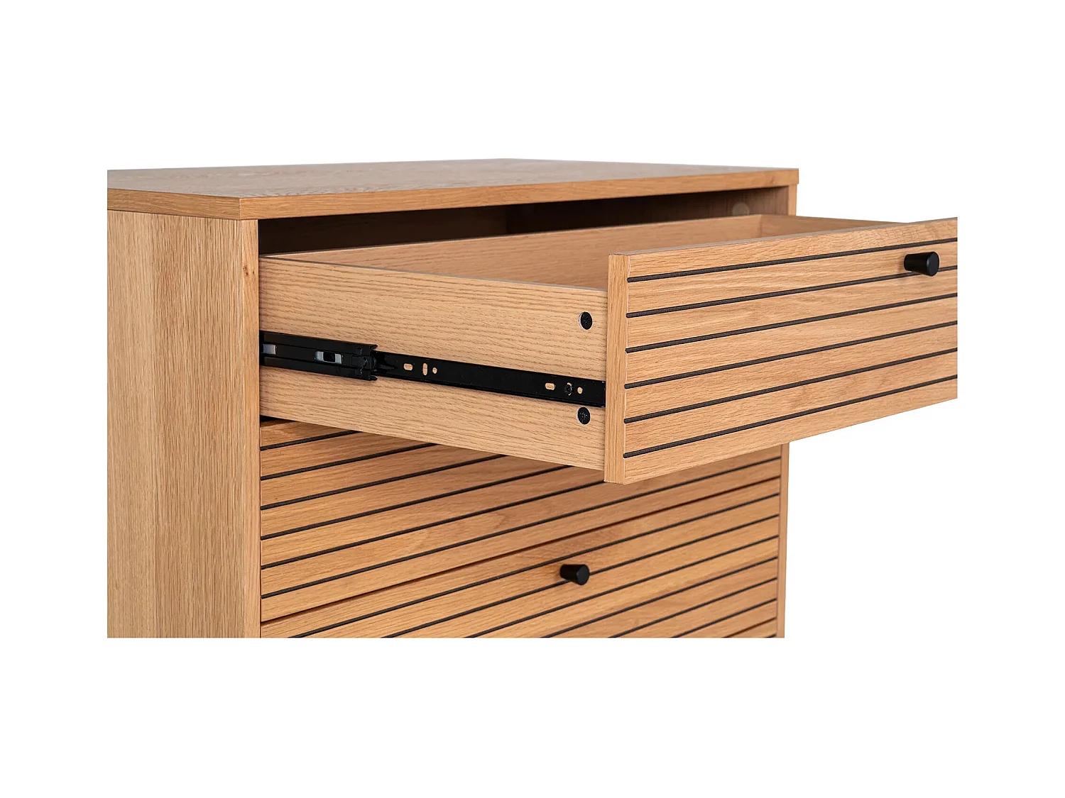 Commode 4 tiroirs KYOTO – Chêne & métal noir-Marron