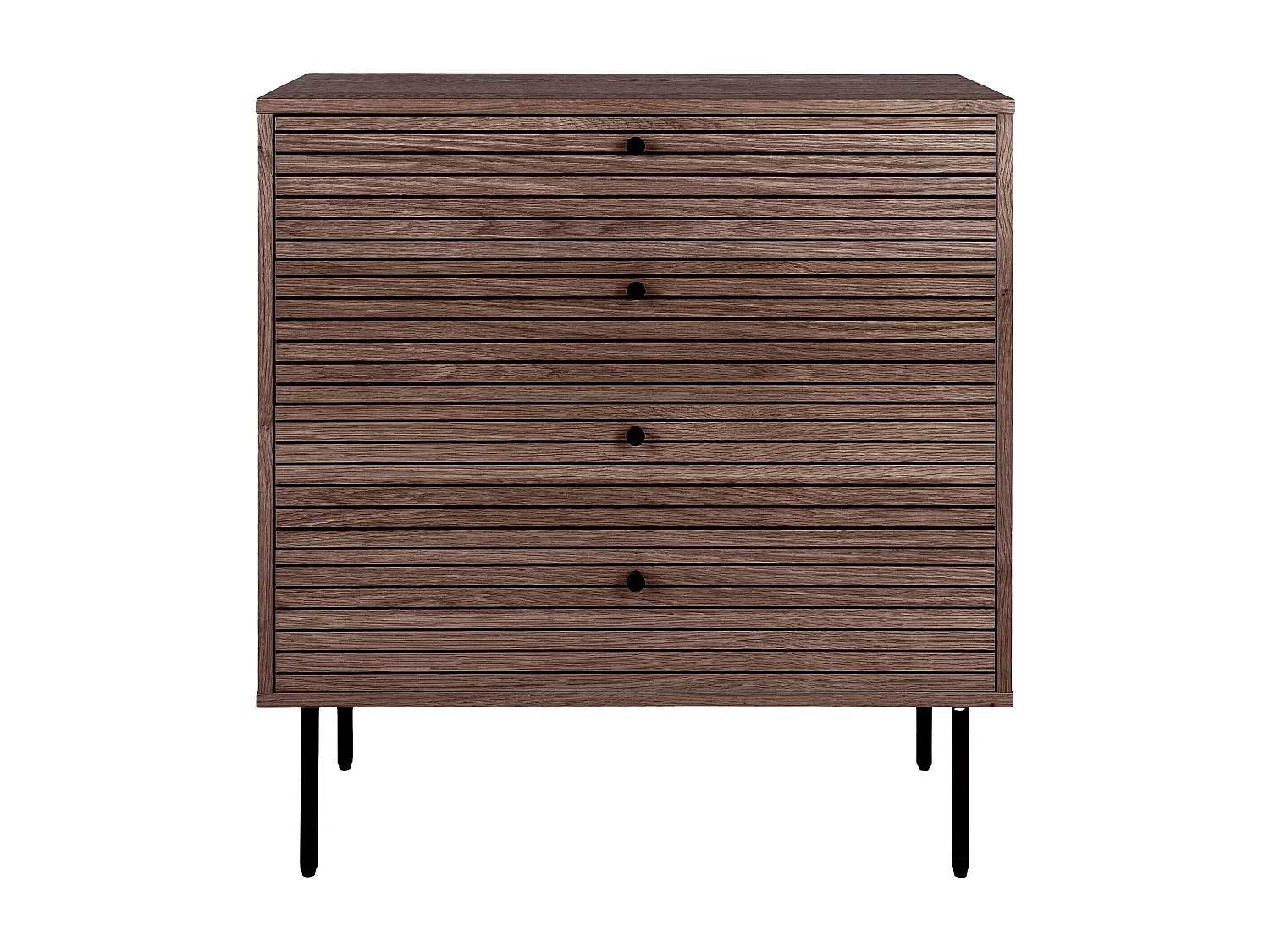 Commode 4 tiroirs KYOTO – Chêne & métal noir-Marron