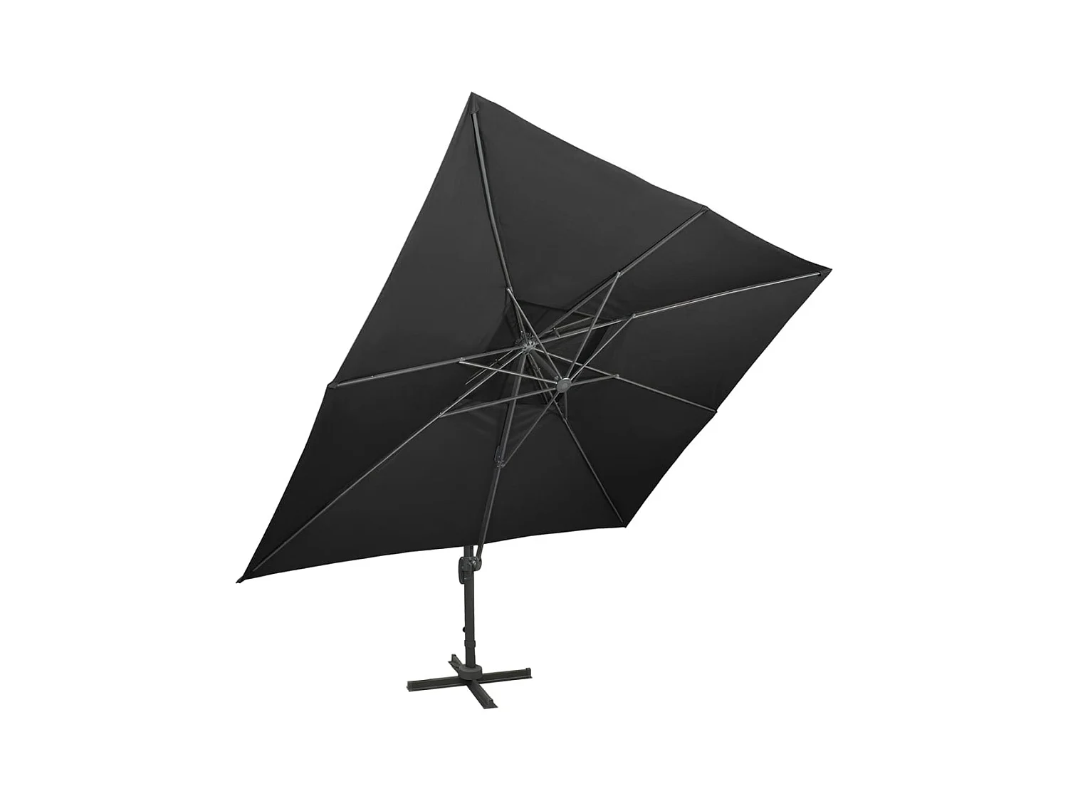 Parasol déporté à double toit Noir 400x300