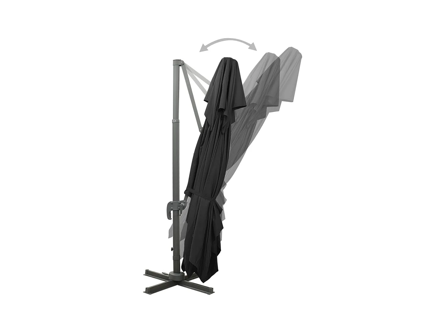 Parasol déporté à double toit Noir 400x300