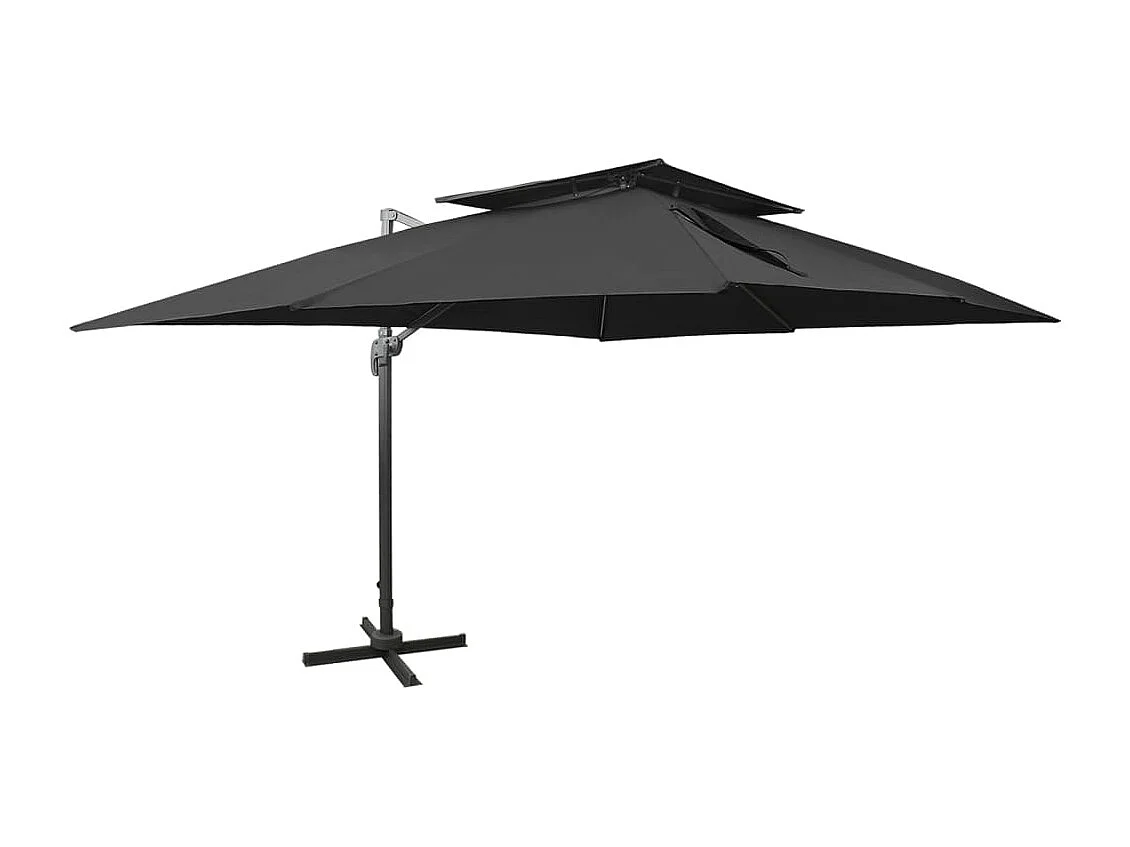 Parasol déporté à double toit Noir 400x300