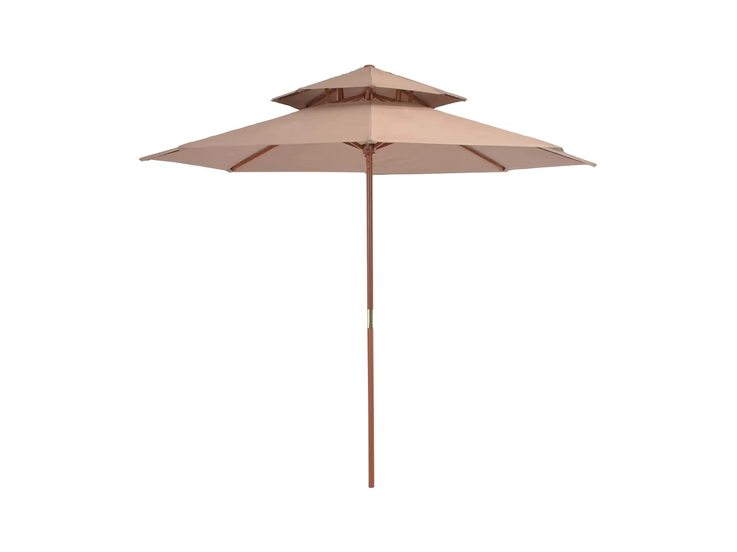 Parasol double avec mât en bois 270cm Taupe