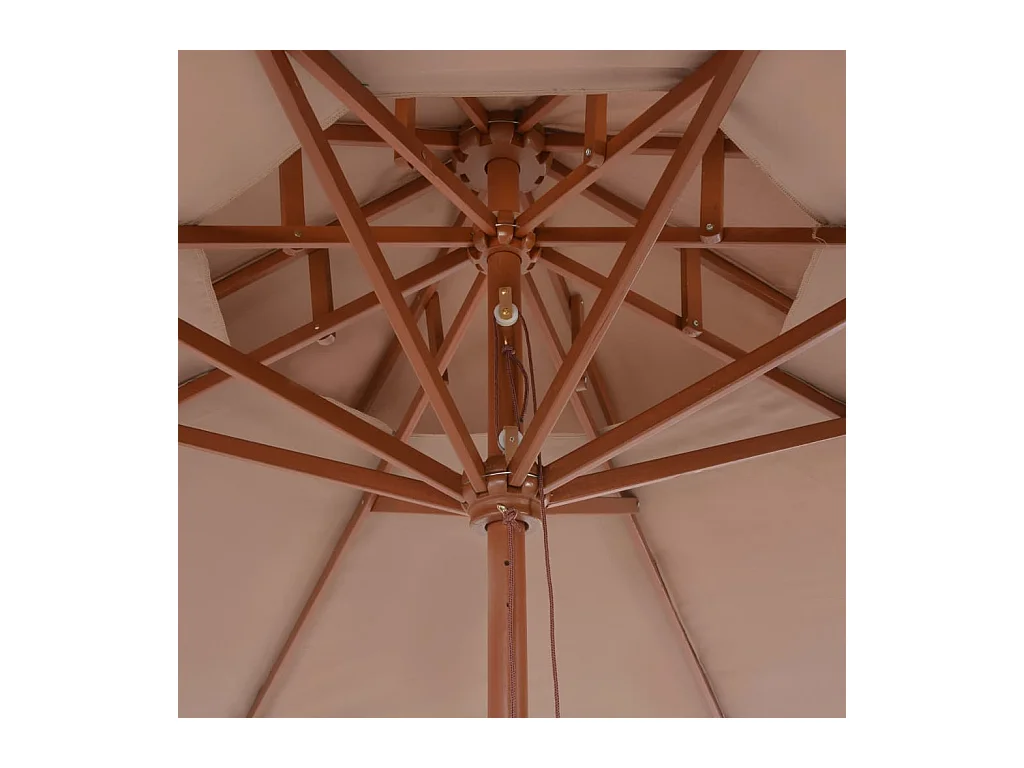 Parasol double avec mât en bois 270cm Taupe