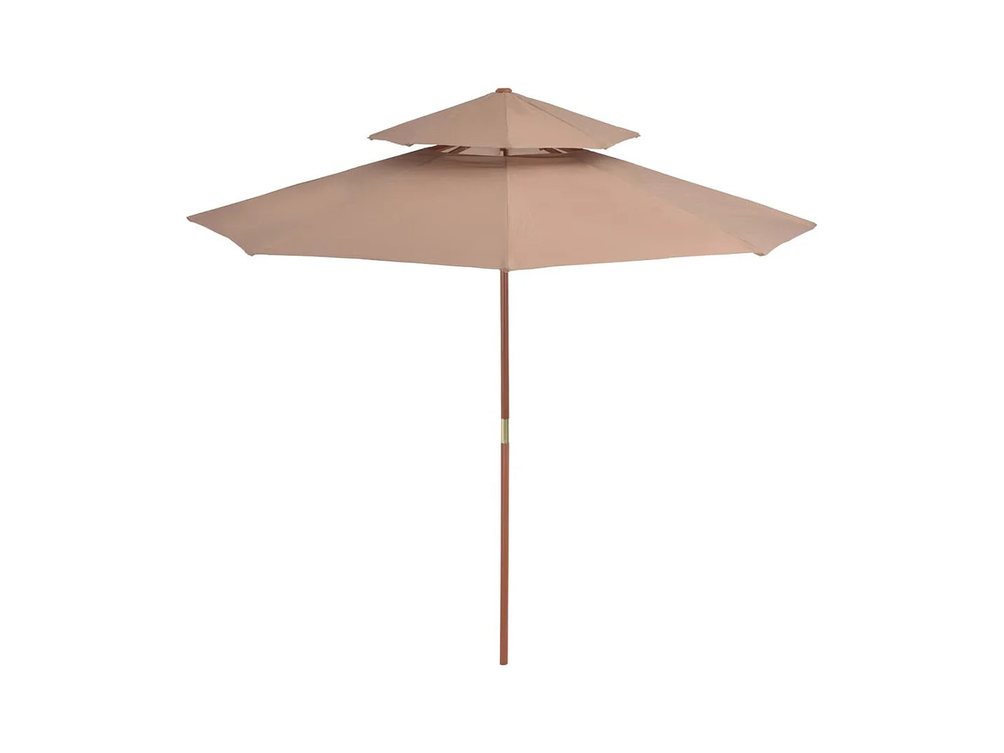 Parasol double avec mât en bois 270cm Taupe
