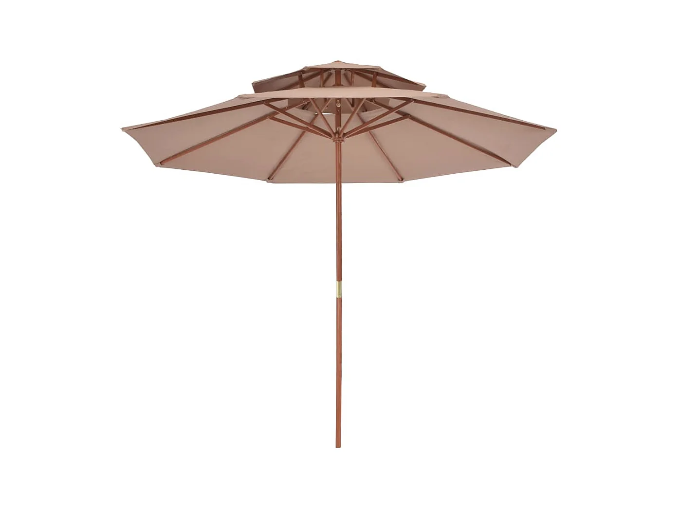 Parasol double avec mât en bois 270cm Taupe
