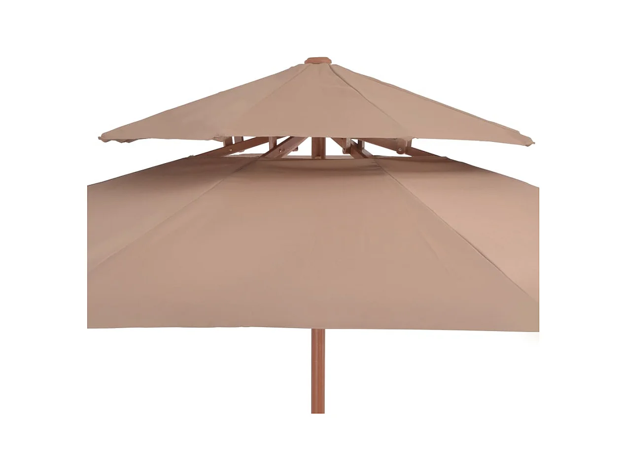 Parasol double avec mât en bois 270cm Taupe