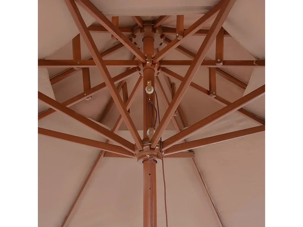 Parasol double avec mât en bois 270cm Taupe
