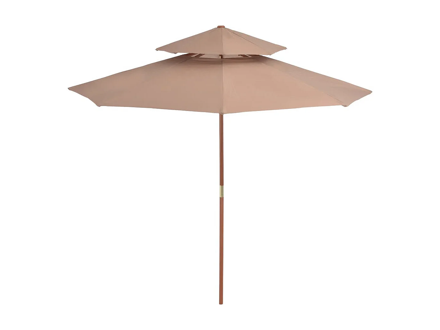 Parasol double avec mât en bois 270cm Taupe