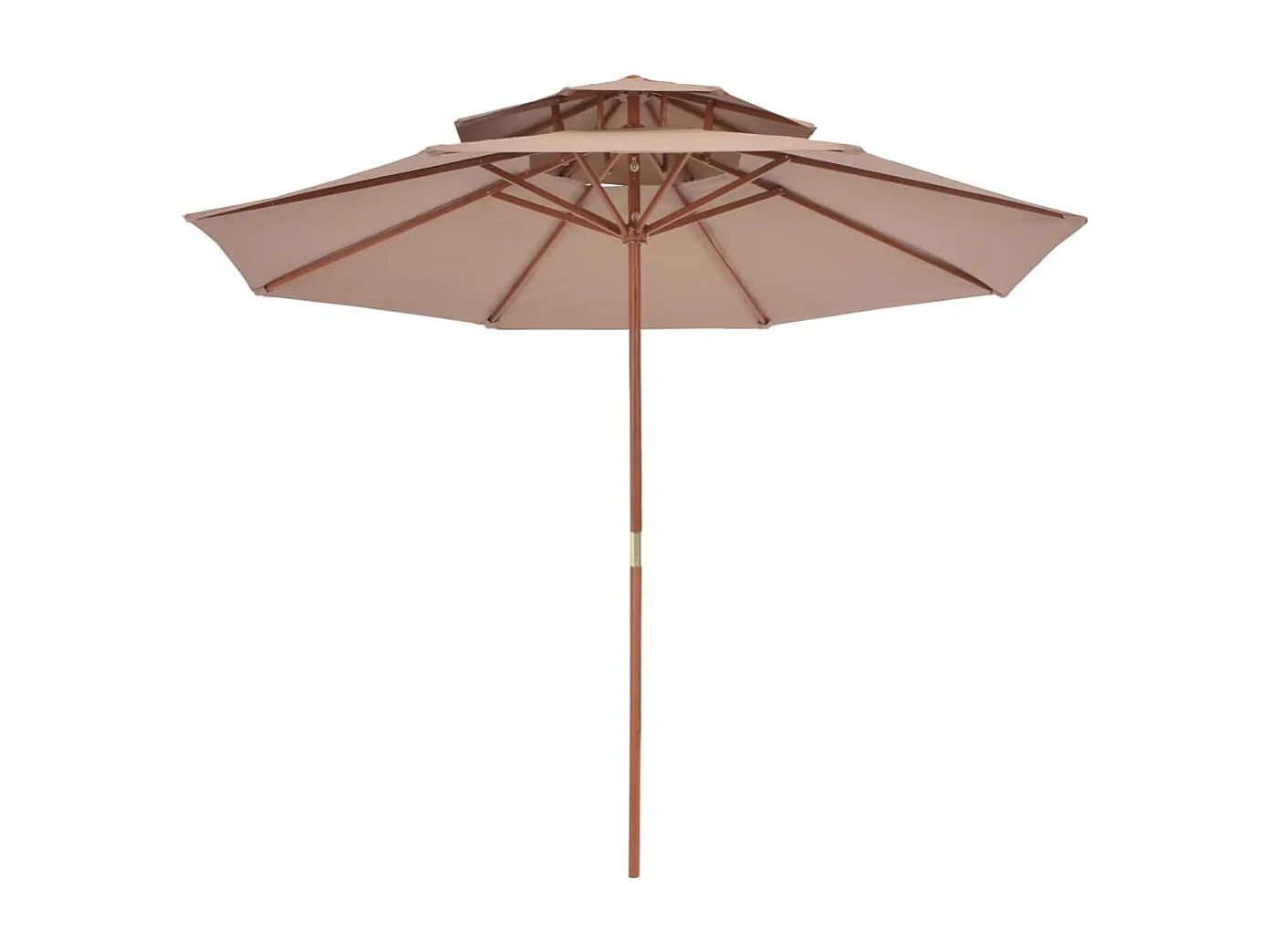 Parasol double avec mât en bois 270cm Taupe