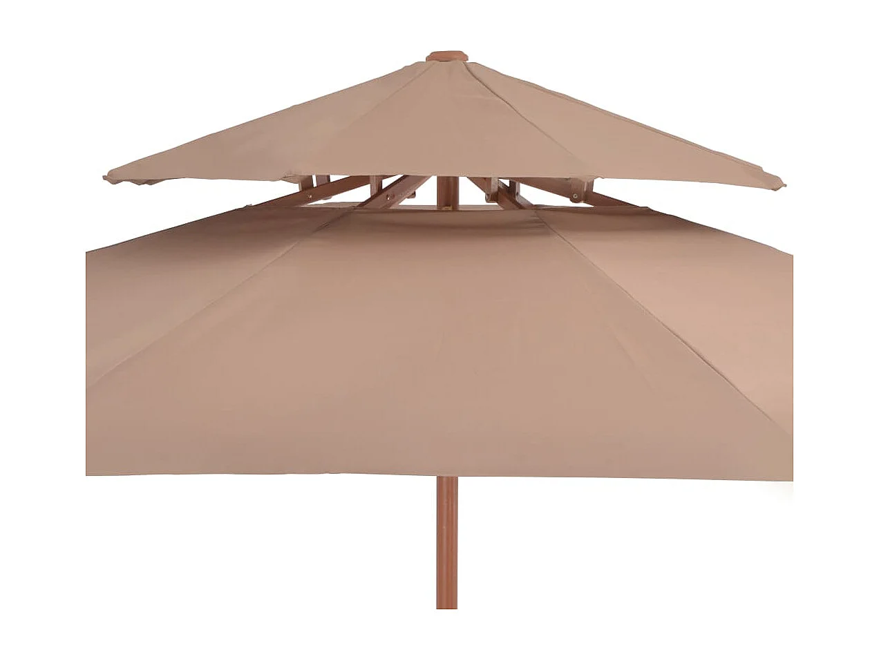 Parasol double avec mât en bois 270cm Taupe
