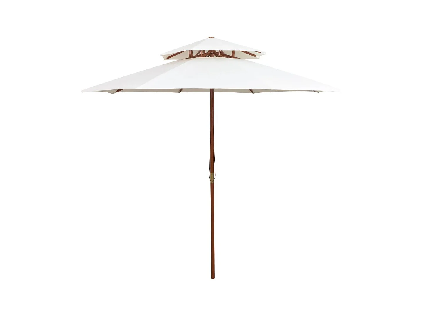 Parasol de terrasse 270x270 Poteau en bois Blanc crème