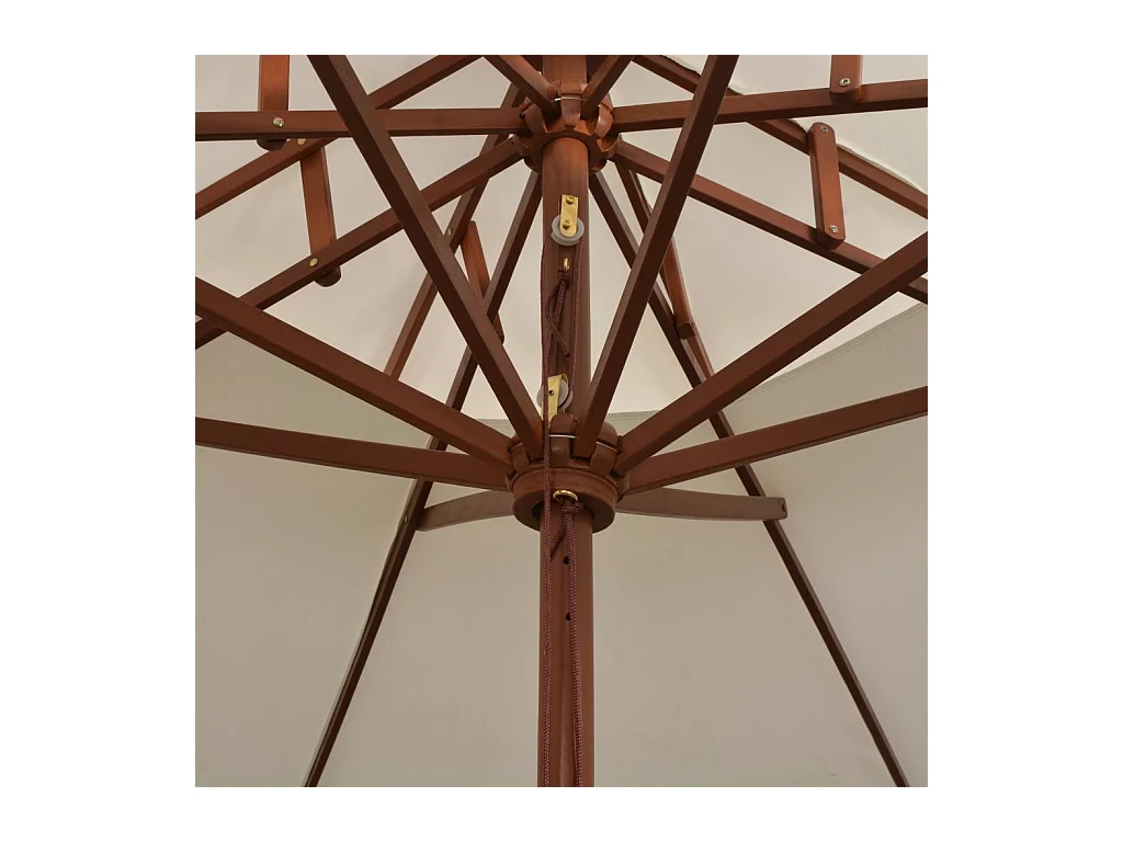 Parasol de terrasse 270x270 Poteau en bois Blanc crème