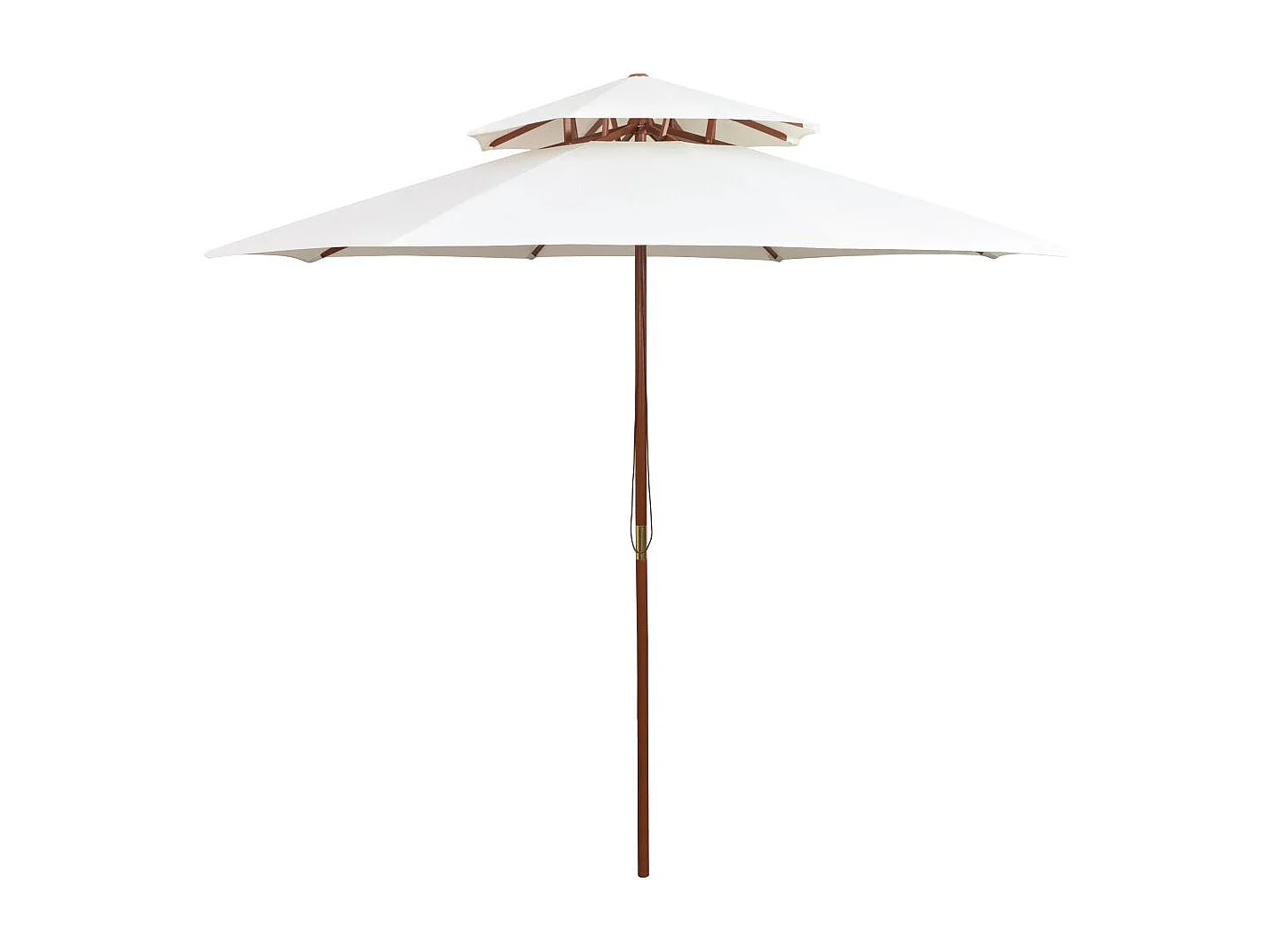 Parasol de terrasse 270x270 Poteau en bois Blanc crème
