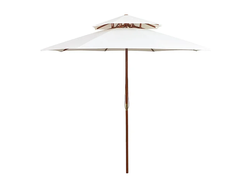 Parasol de terrasse 270x270 Poteau en bois Blanc crème