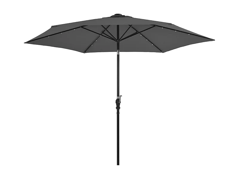 Parasol d'extérieur avec LED et mât en acier 300cm Anthracite