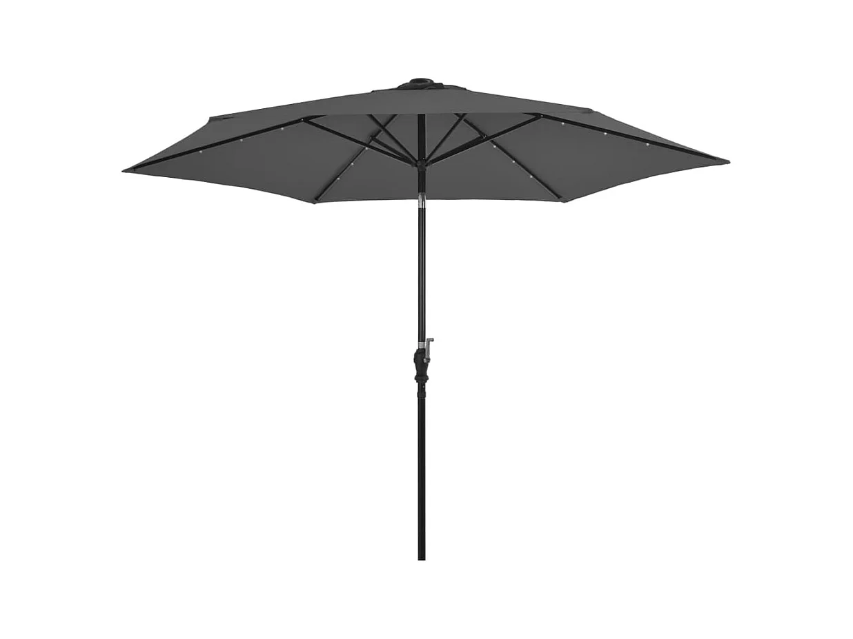 Parasol d'extérieur avec LED et mât en acier 300cm Anthracite