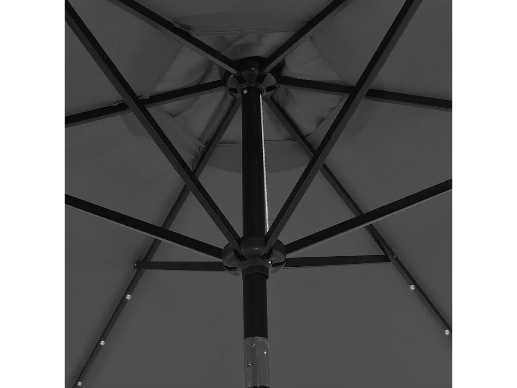 Parasol d'extérieur avec LED et mât en acier 300cm Anthracite