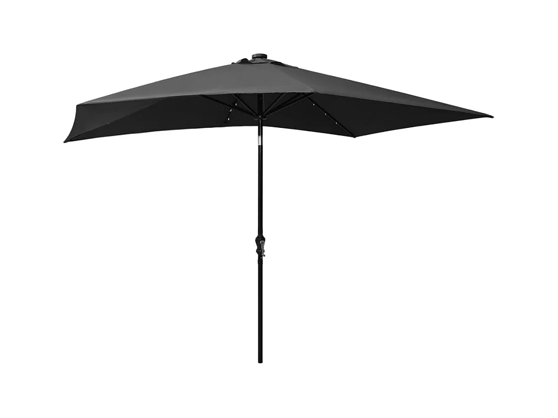 Parasol avec LED et mât en acier Anthracite 2x3 m